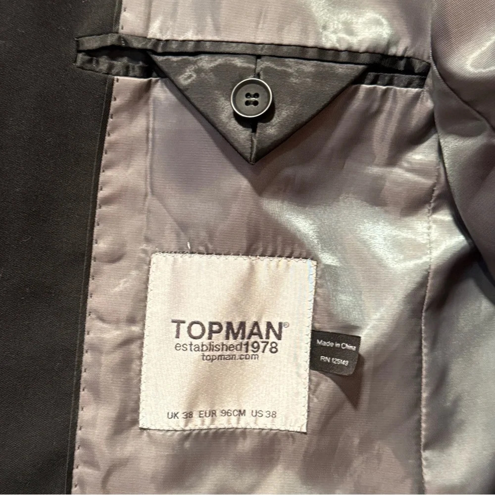 Topman Black Sport Coat Modern Tailored Fit - Picture 8 of 15